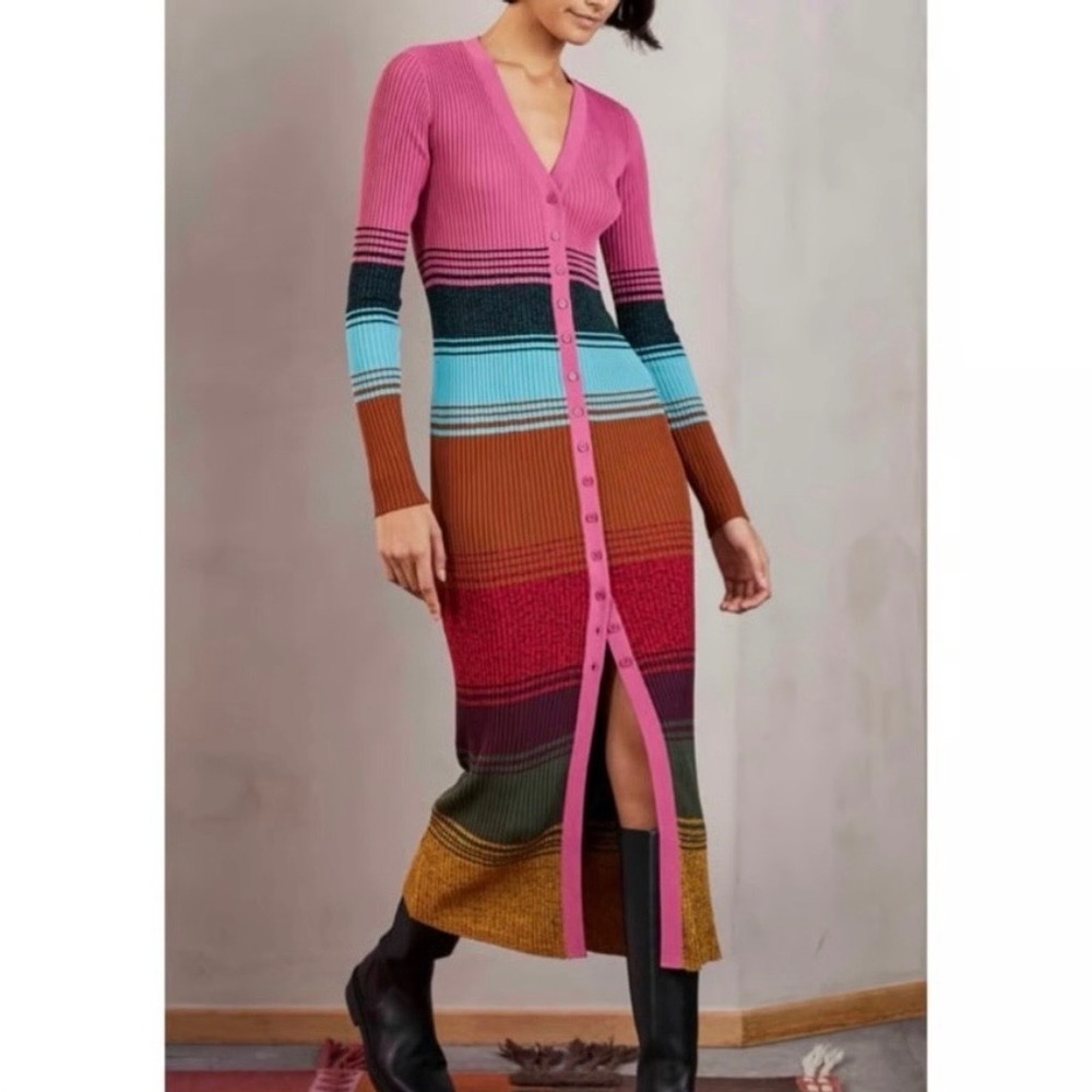 STAUD Shoko Striped Sweater Dress, Sz M - Picture 2 of 11